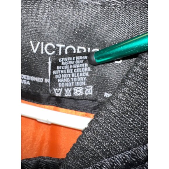 Victorious Black Military-Style Bomber Jacket Air Force Patches Ribbed Collar & - Picture 6 of 6